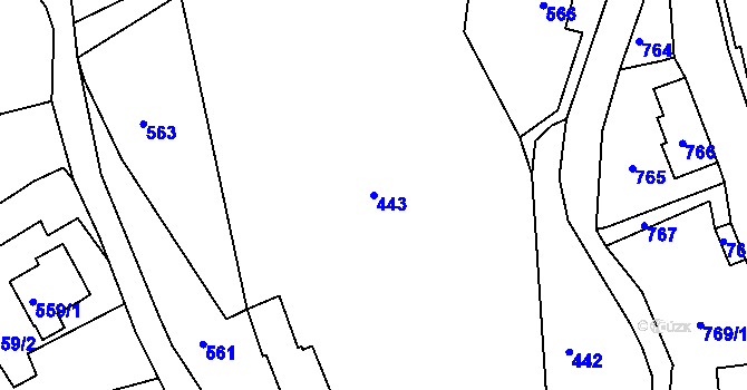 Parcela st. 443 v KÚ Volfartice, Katastrální mapa