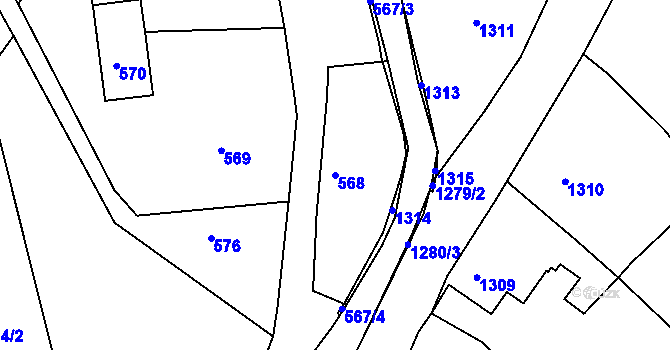 Parcela st. 568 v KÚ Volfartice, Katastrální mapa