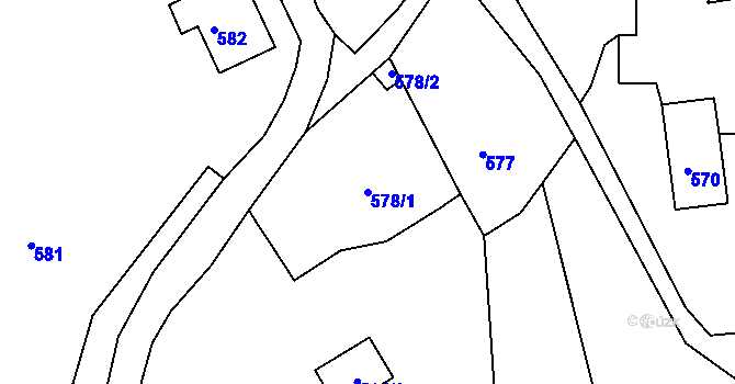 Parcela st. 578/1 v KÚ Volfartice, Katastrální mapa