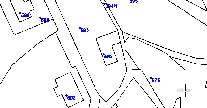 Parcela st. 592 v KÚ Volfartice, Katastrální mapa