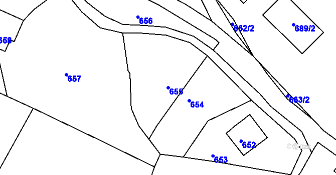 Parcela st. 655 v KÚ Volfartice, Katastrální mapa