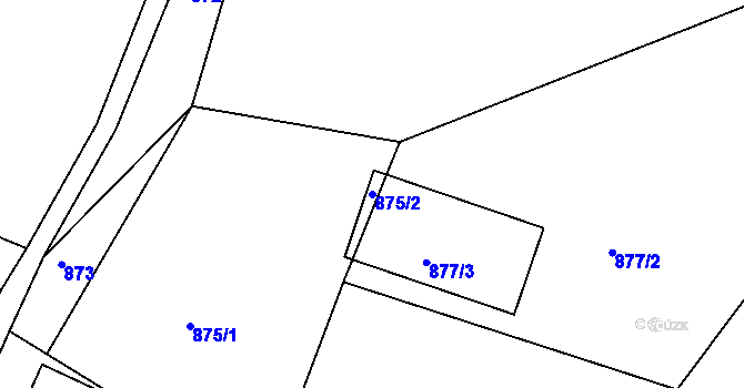Parcela st. 875/2 v KÚ Volfartice, Katastrální mapa