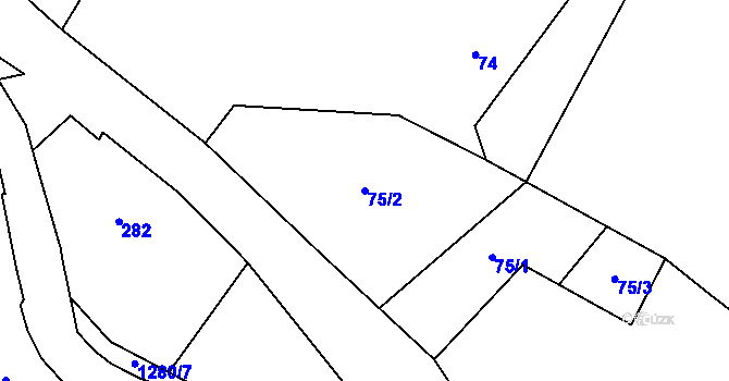 Parcela st. 75/2 v KÚ Volfartice, Katastrální mapa