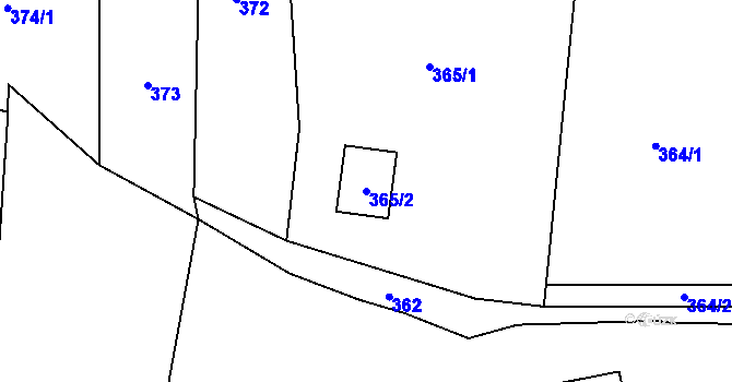 Parcela st. 365/2 v KÚ Volfartice, Katastrální mapa