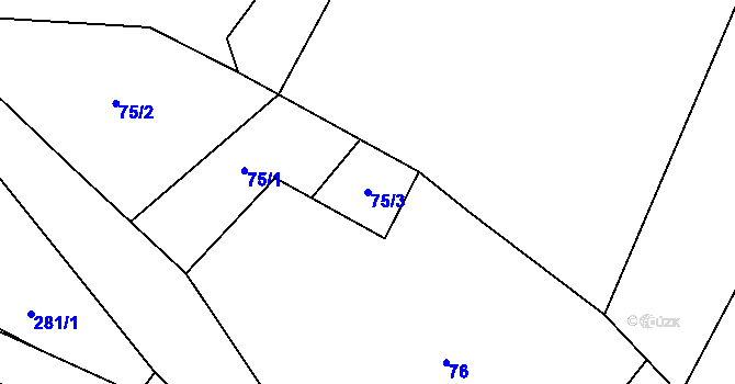Parcela st. 75/3 v KÚ Volfartice, Katastrální mapa