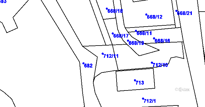 Parcela st. 712/11 v KÚ Volfartice, Katastrální mapa