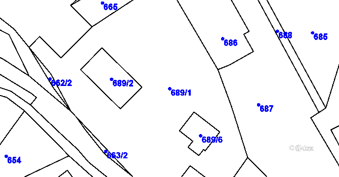 Parcela st. 689/1 v KÚ Volfartice, Katastrální mapa