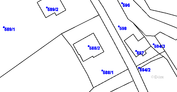 Parcela st. 588/2 v KÚ Volfartice, Katastrální mapa