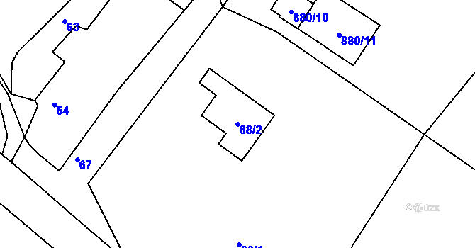 Parcela st. 68/2 v KÚ Volfartice, Katastrální mapa