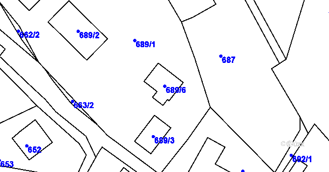 Parcela st. 689/6 v KÚ Volfartice, Katastrální mapa