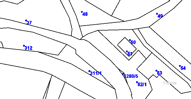 Parcela st. 52/2 v KÚ Volfartice, Katastrální mapa
