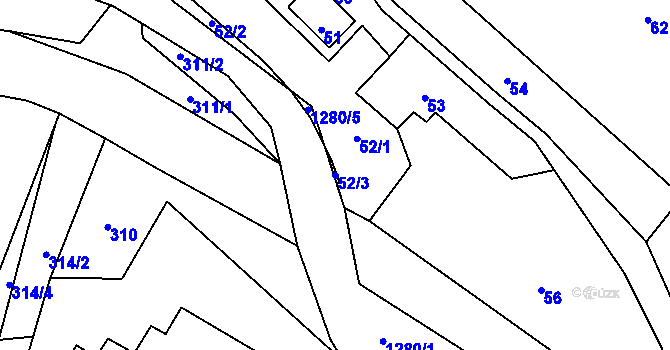 Parcela st. 52/3 v KÚ Volfartice, Katastrální mapa