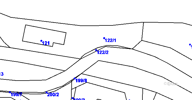Parcela st. 122/2 v KÚ Volfartice, Katastrální mapa