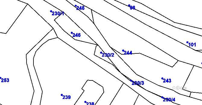Parcela st. 230/2 v KÚ Volfartice, Katastrální mapa