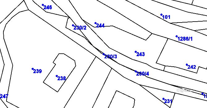 Parcela st. 230/3 v KÚ Volfartice, Katastrální mapa