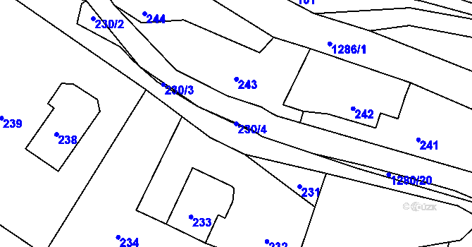Parcela st. 230/4 v KÚ Volfartice, Katastrální mapa