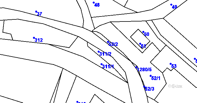 Parcela st. 311/2 v KÚ Volfartice, Katastrální mapa