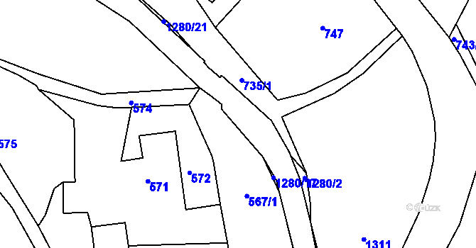 Parcela st. 567/2 v KÚ Volfartice, Katastrální mapa