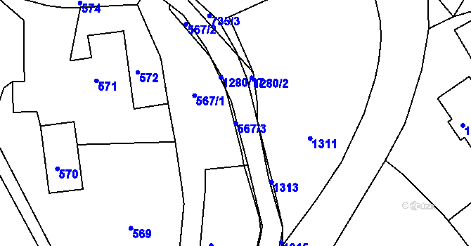 Parcela st. 567/3 v KÚ Volfartice, Katastrální mapa