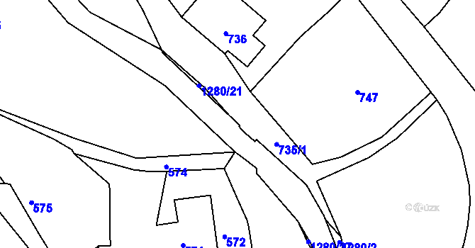 Parcela st. 735/2 v KÚ Volfartice, Katastrální mapa