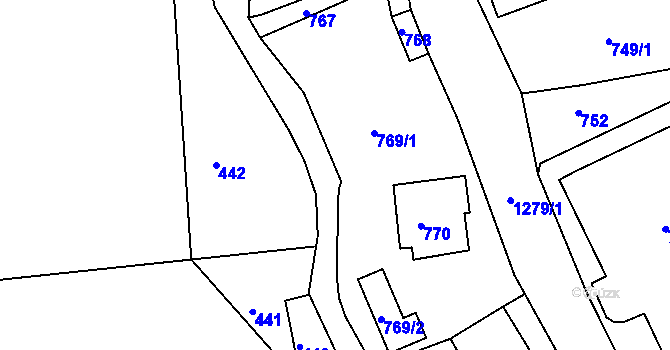 Parcela st. 769/3 v KÚ Volfartice, Katastrální mapa