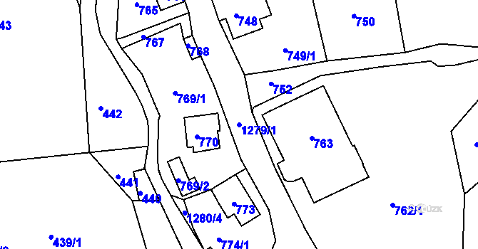 Parcela st. 1279/1 v KÚ Volfartice, Katastrální mapa