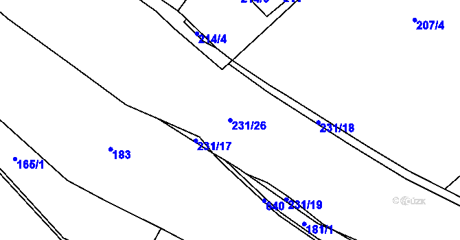 Parcela st. 231/26 v KÚ Šach, Katastrální mapa