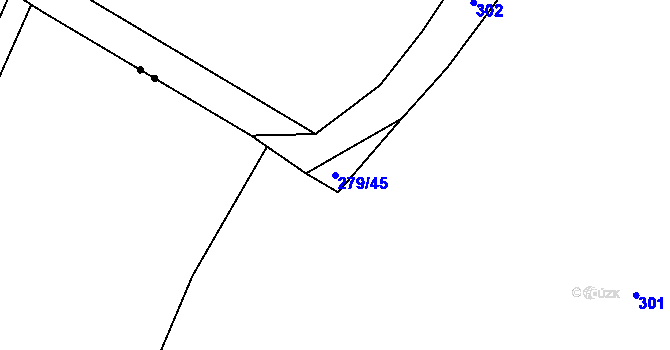 Parcela st. 279/45 v KÚ Šach, Katastrální mapa