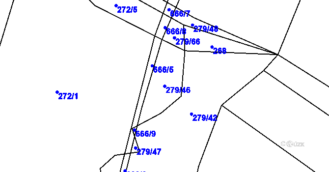 Parcela st. 279/46 v KÚ Šach, Katastrální mapa