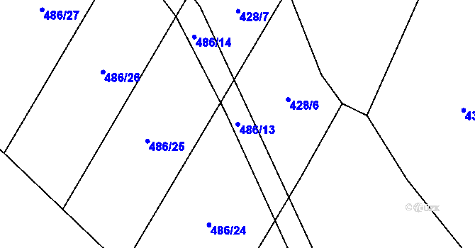 Parcela st. 486/13 v KÚ Šach, Katastrální mapa