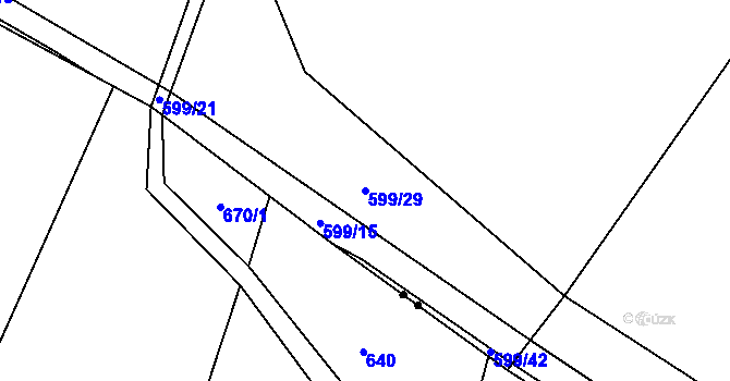 Parcela st. 599/29 v KÚ Šach, Katastrální mapa