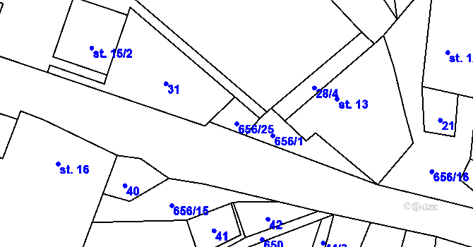 Parcela st. 656/25 v KÚ Šach, Katastrální mapa