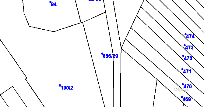 Parcela st. 656/29 v KÚ Šach, Katastrální mapa
