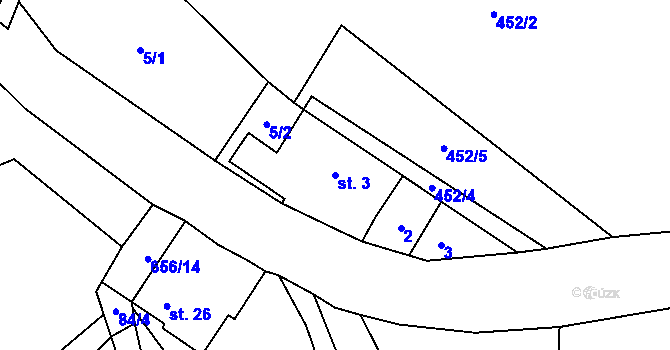 Parcela st. 3 v KÚ Šach, Katastrální mapa