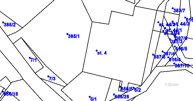 Parcela st. 4 v KÚ Šach, Katastrální mapa