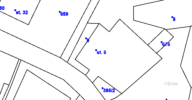 Parcela st. 5 v KÚ Šach, Katastrální mapa