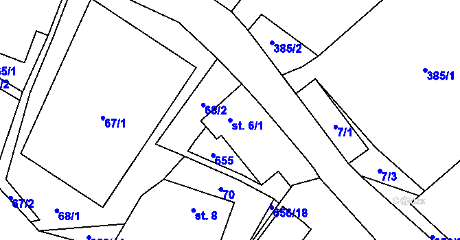Parcela st. 6/1 v KÚ Šach, Katastrální mapa