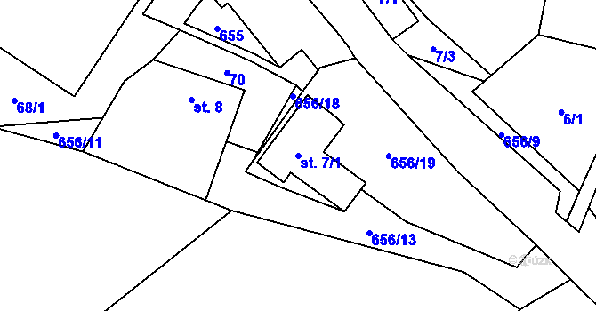 Parcela st. 7/1 v KÚ Šach, Katastrální mapa