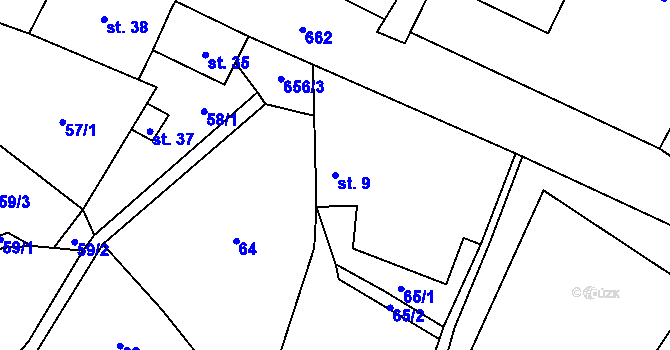 Parcela st. 9 v KÚ Šach, Katastrální mapa
