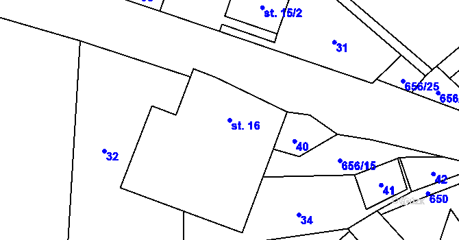 Parcela st. 16 v KÚ Šach, Katastrální mapa