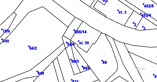 Parcela st. 26 v KÚ Šach, Katastrální mapa