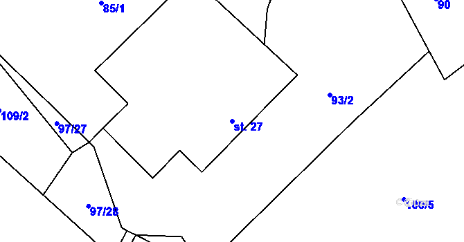 Parcela st. 27 v KÚ Šach, Katastrální mapa