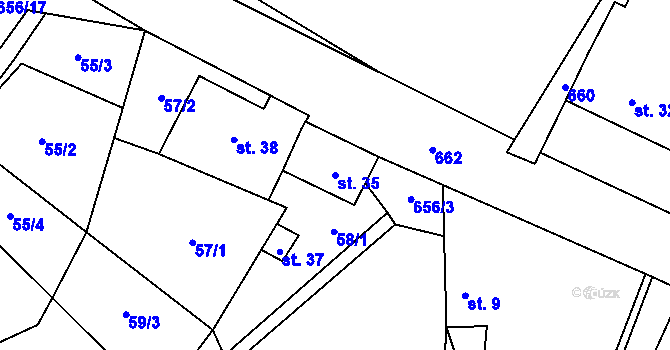 Parcela st. 35 v KÚ Šach, Katastrální mapa
