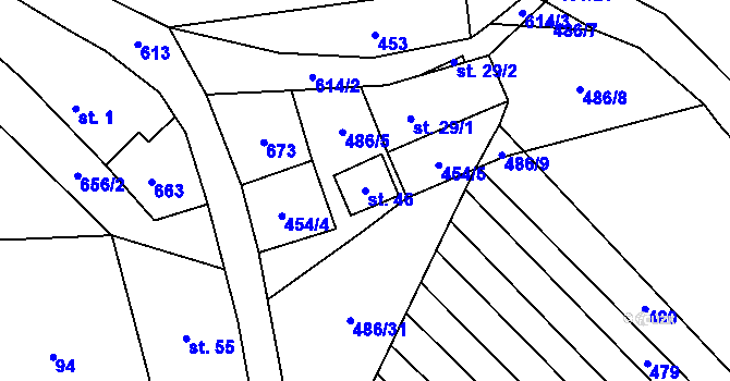 Parcela st. 46 v KÚ Šach, Katastrální mapa