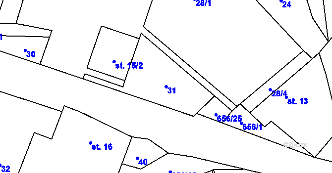Parcela st. 31 v KÚ Šach, Katastrální mapa