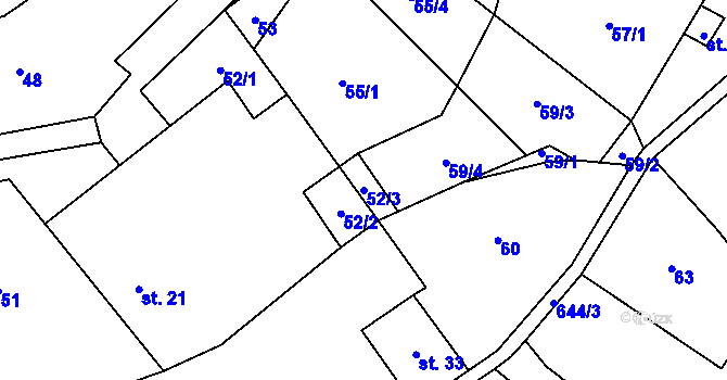 Parcela st. 52/3 v KÚ Šach, Katastrální mapa