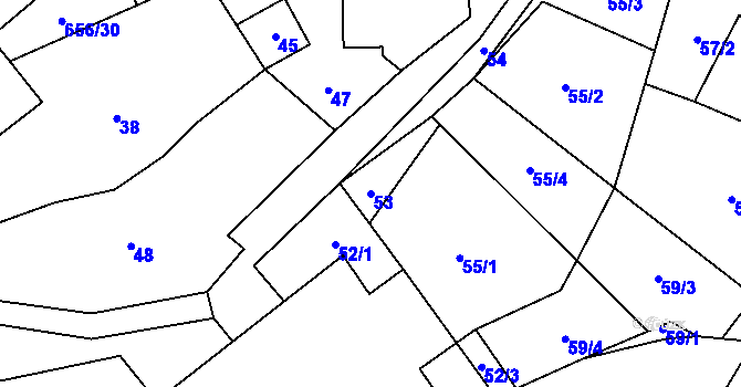 Parcela st. 53 v KÚ Šach, Katastrální mapa