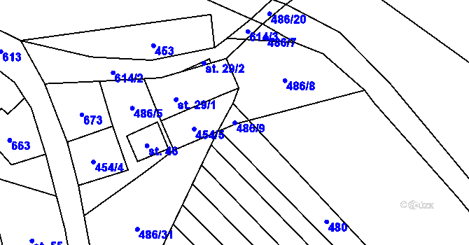 Parcela st. 486/9 v KÚ Šach, Katastrální mapa