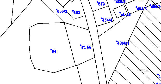 Parcela st. 656/2 v KÚ Šach, Katastrální mapa