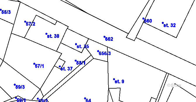 Parcela st. 656/3 v KÚ Šach, Katastrální mapa